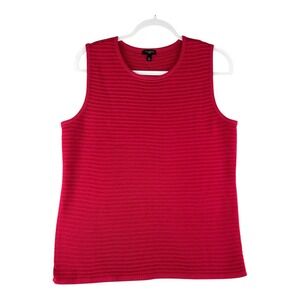 Talbots Petites Sleeveless Sweater Pink Ribbed Knit Womens Size Large Casual‎